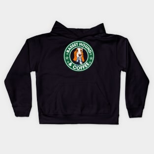 Basset Hound And Coffee Kids Hoodie